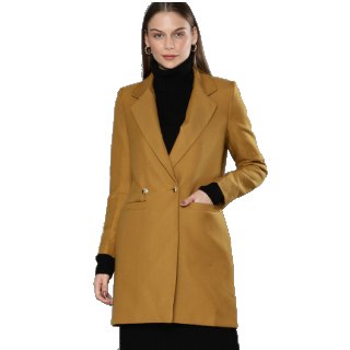 Flat 45% Off on Chemistry Women Mustard Yellow Solid Longline Over Coat